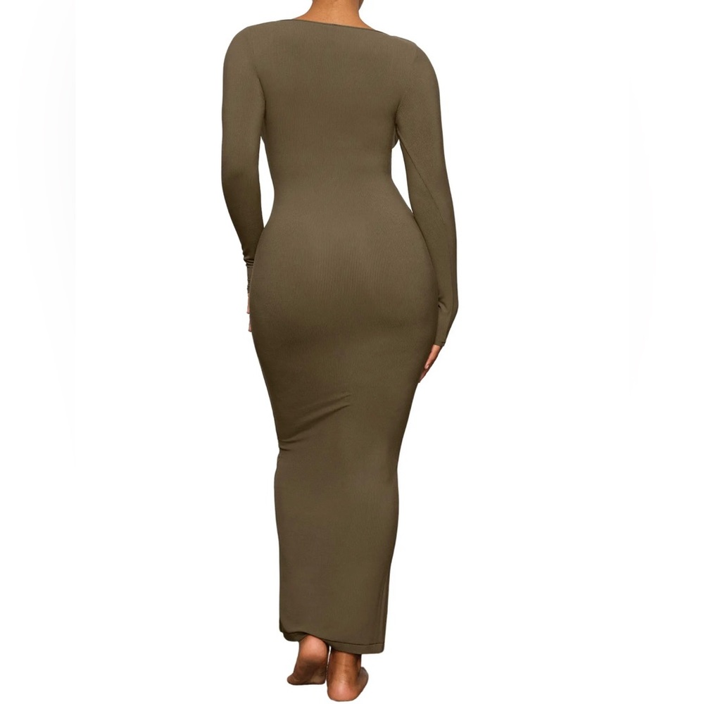 SKIMS soft lounge long sleeve dress in olive